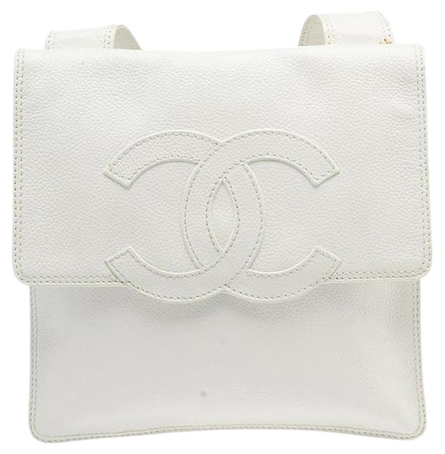 Chanel Messenger Cc Like New White Caviar Cross Body Bag 