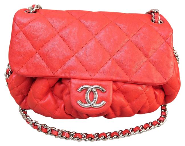 Chanel Messenger Medium Chain Around Red Calfskin Cross Body Bag 
