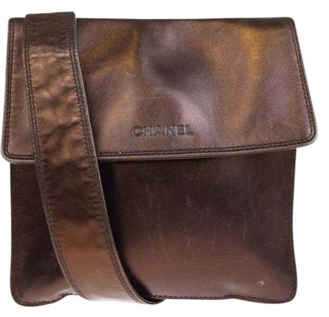 Chanel Messenger Metalic Bronze Leather Cross Body Bag 