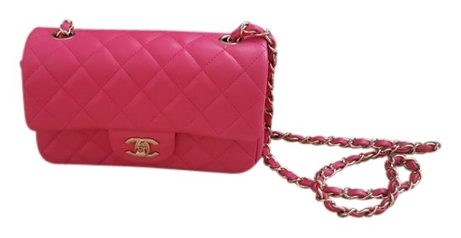 Chanel Messenger New Rectangle Mini Leather Pink Lambskin Cross Body Bag 