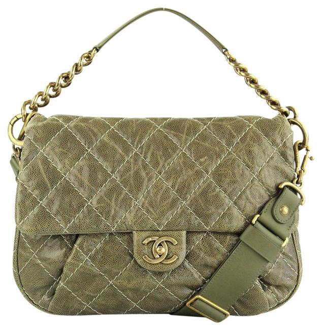 Chanel Messenger Olive Leather Cross Body Bag 