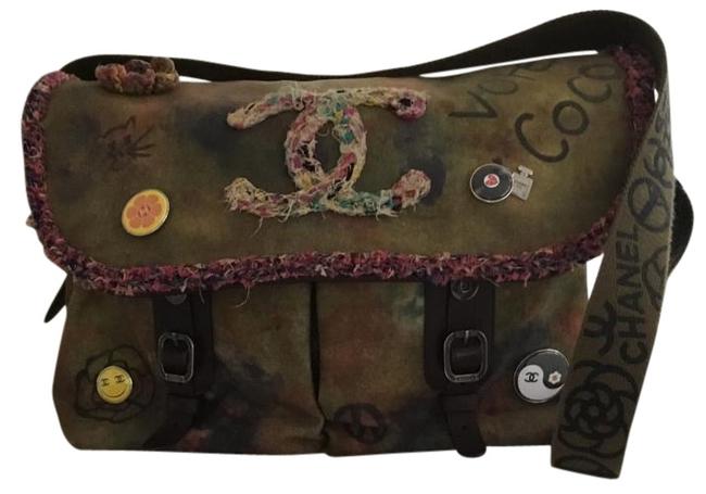 Chanel Messenger On The Pavement Khaki Canvas Cross Body Bag 