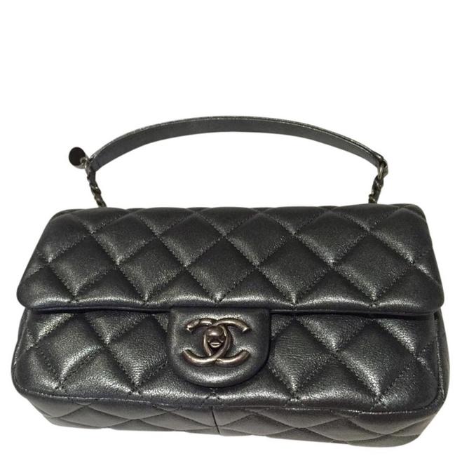 Chanel Mini Black Metallic Calfskin Cross Body Bag 