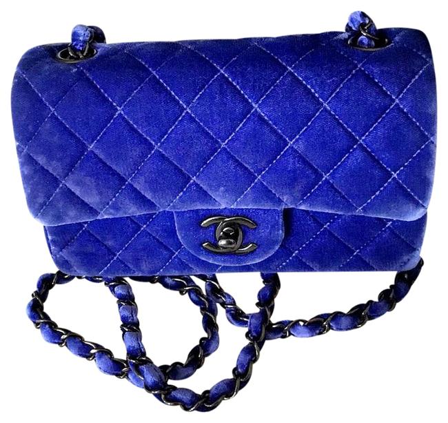 Chanel Mini Blue Velvet Cross Body Bag 