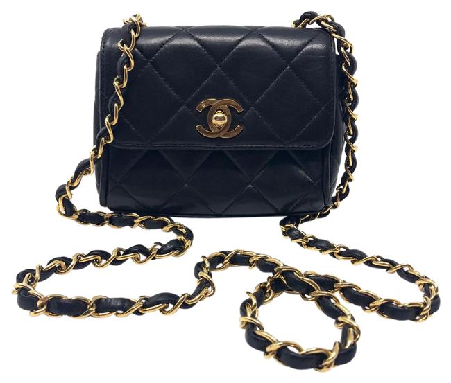Chanel Mini Flap Black Leather Cross Body Bag 