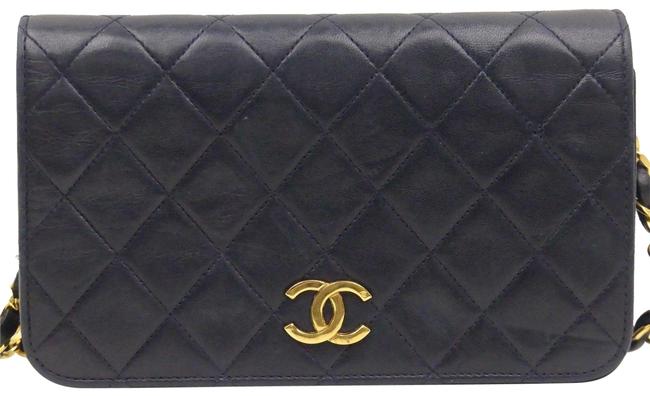 Chanel Mini Flap Mini Quilted Classic Navy Blue Lambskin Cross Body Bag 