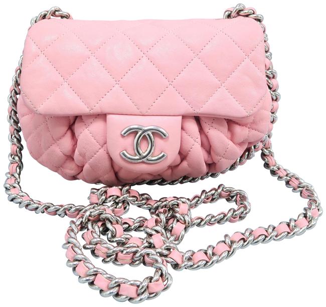 Chanel Chain Chain Around Mini Pink Calfskin Leather Cross Body Bag 