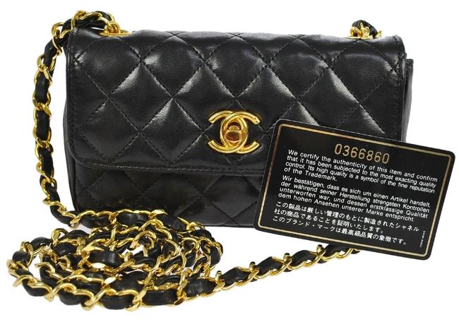 Chanel Mini Vintage Black Lambskin Cross Body Bag 
