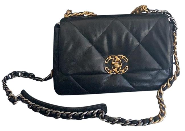 Chanel Mixed Metal Flap 20s Black Lambskin Leather Cross Body Bag 
