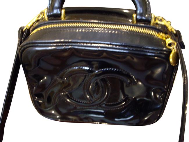 Chanel Monogram Black Patent Leather Cross Body Bag 