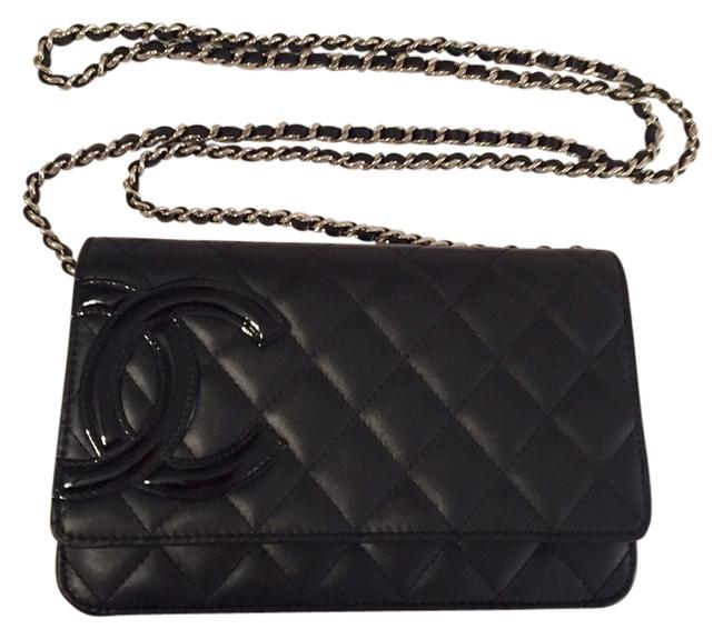 Chanel Monogram Wallet Wallet Black Soft Leather Cross Body Bag 