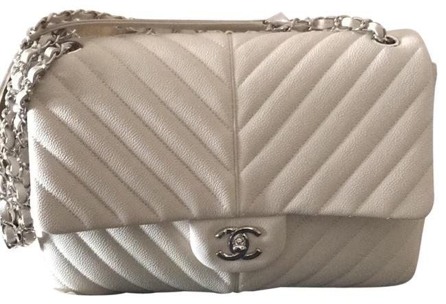 Chanel Excellent Condition White Calfskin Leather Cross Body Bag 