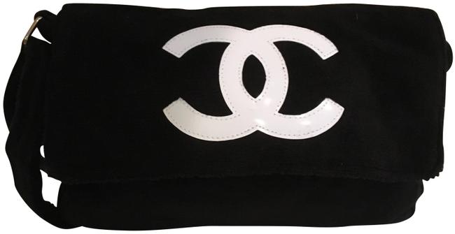 Chanel Nylon Black Velour Cross Body Bag 