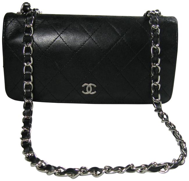 Chanel on Chain Long Wallet Cc Logo Black Lambskin Leather Cross Body Bag 