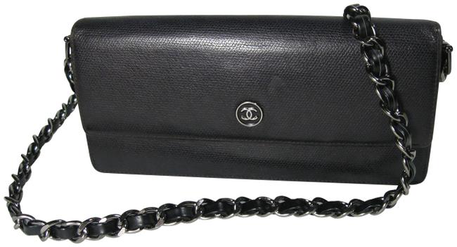 Chanel on Chain Mini Clutch Cc Long Wallet Black Leather Cross Body Bag 