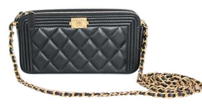 Chanel Phone Holder Black Lambskin Cross Body Bag 