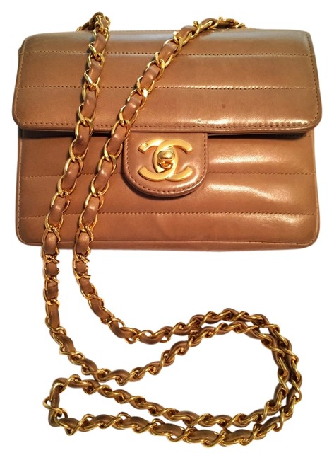Chanel Purse Tan Calfskin Cross Body Bag 