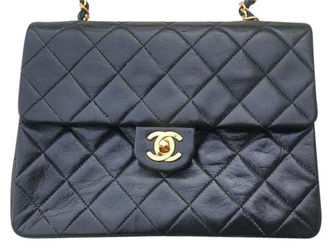 Chanel Quilted Black Lambskin Cross Body Bag 