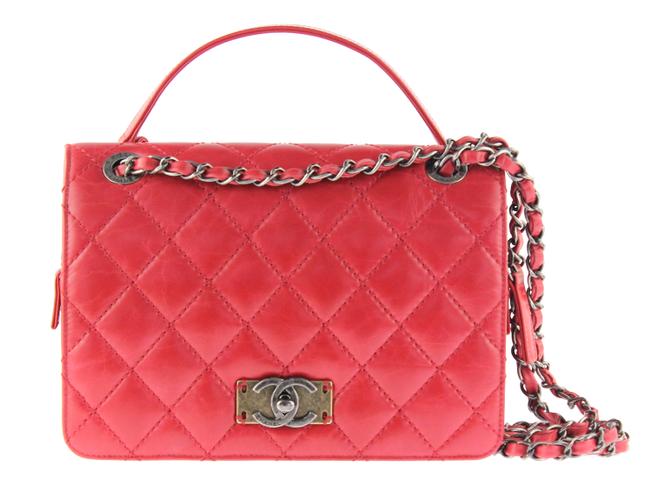 Chanel Quilted Flap Red Calfskin Leather Cross Body Bag 