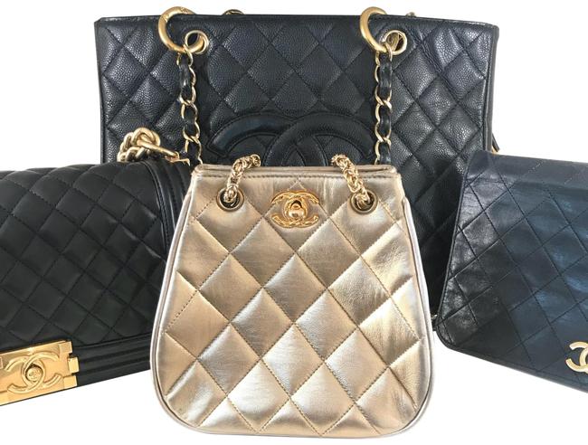 Chanel Quilted Gold Leather Cross Body Bag 