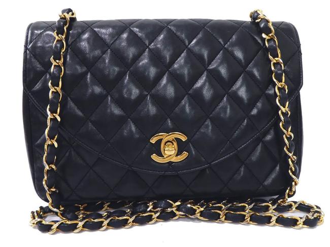 Chanel Quilted Long Black Lambskin Leather Cross Body Bag 
