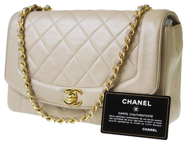 Chanel Shoulder Quilted Matorasse Beige Leather Cross Body Bag 