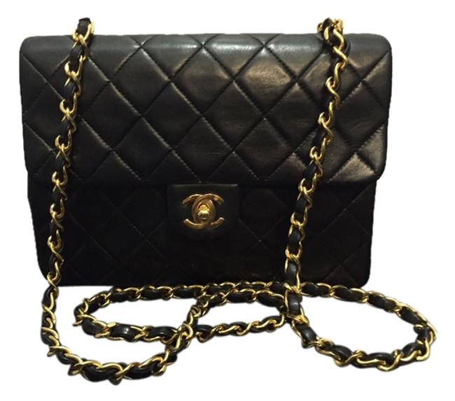 Chanel Quilted Mini Black Lambskin Cross Body Bag 