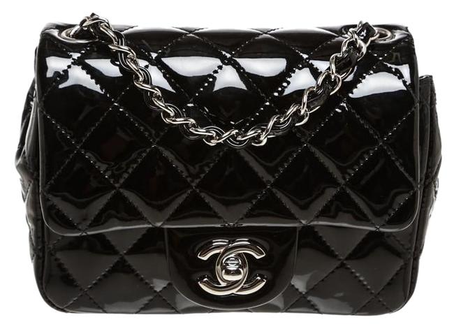 Chanel Quilted Mini Flap 16c Handbag Black Patent Leather Cross Body Bag 