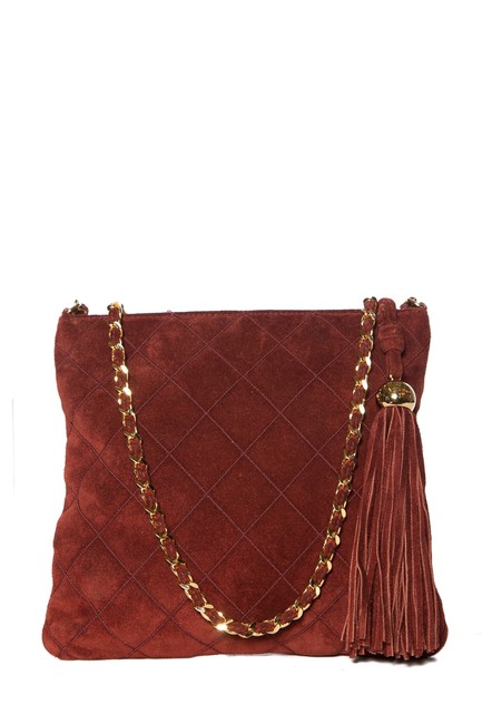 Chanel Quilted Rust Suede Leather Cross Body Bag 