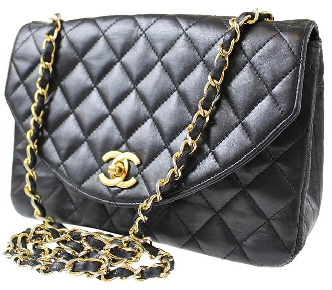 Chanel Shoulder Quilted Black Leather Cross Body Bag 