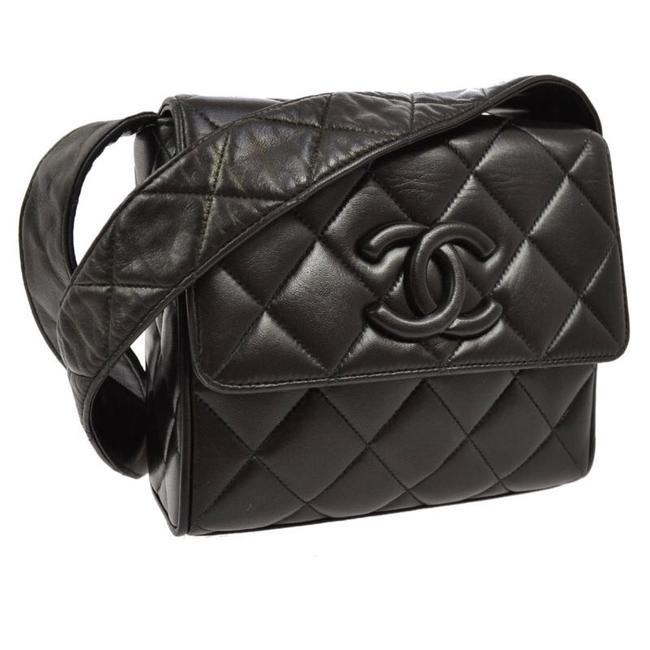 Chanel Quilted Single FlapStrap Black Lambskin Cross Body Bag 