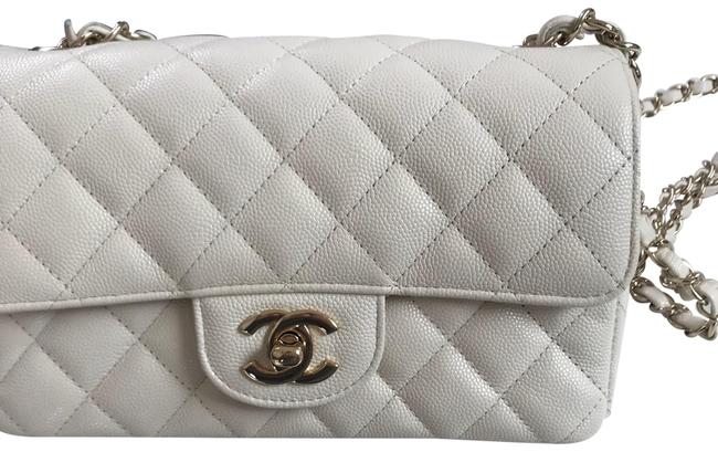 Chanel Rare Mini Off White Cream with Gold Hardware Caviar Cross Body Bag 
