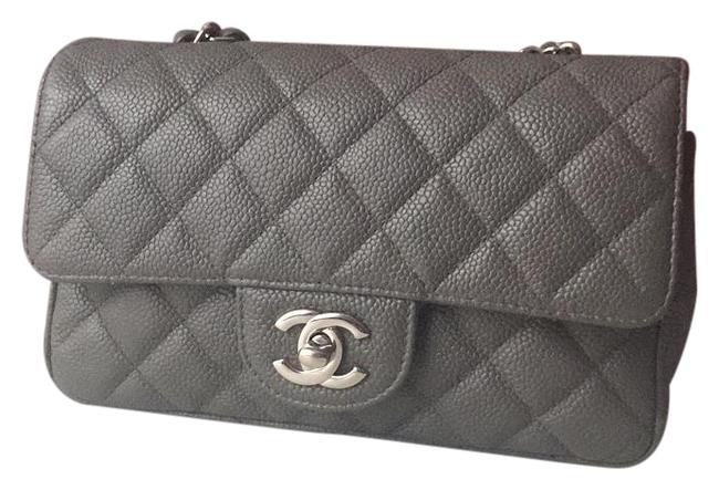 Chanel Rectangle Mini Gray Caviar Cross Body Bag 