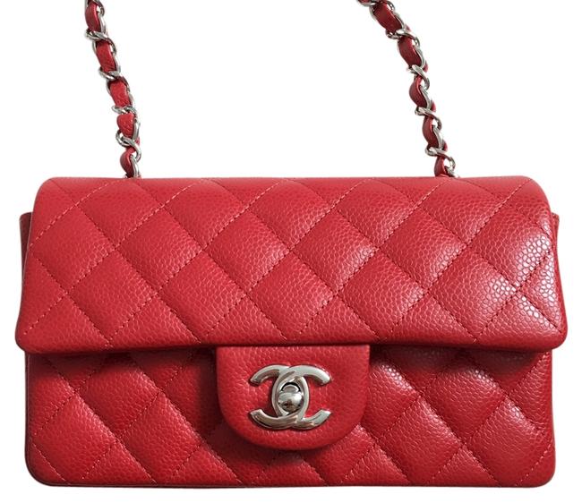 Chanel Rectangular Mini Red Caviar Cross Body Bag 