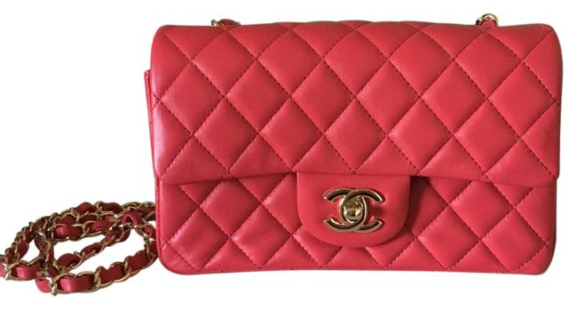 Chanel Rectangular Mini Red Lambskin Cross Body Bag 