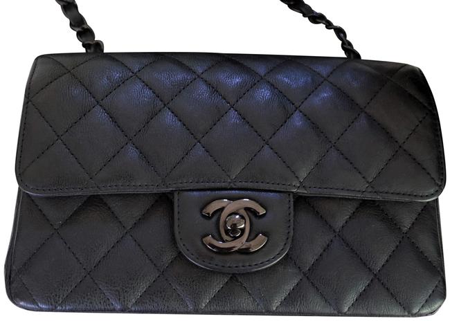 Chanel Rectangular Mini So Black Calfskin Crumpled Cross Body Bag 