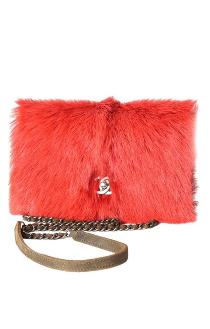 Chanel Red Mink and Leather Cross Body Bag 