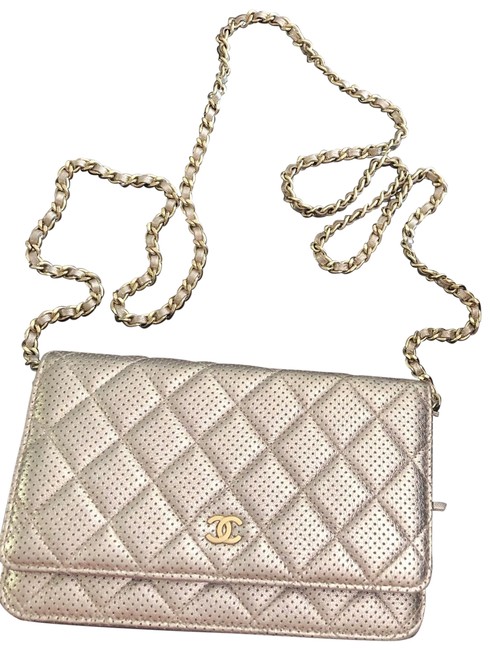 Chanel Rose Gold Leather Cross Body Bag 