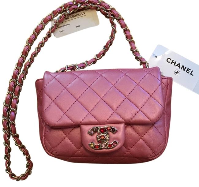 Chanel Sac Classic Rabat Rose Leather Cross Body Bag 