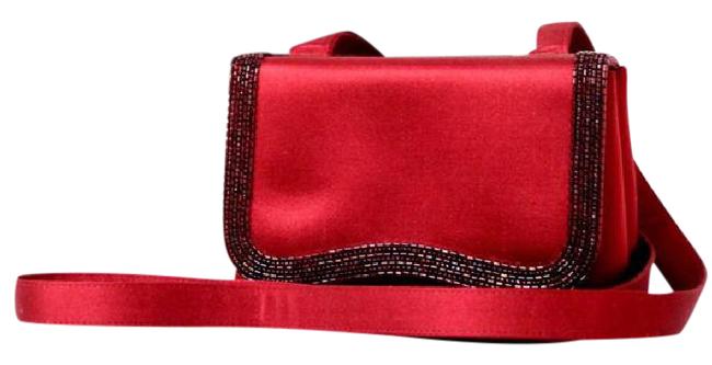 Chanel Sequin Flap 213088 Red Satin Cross Body Bag 