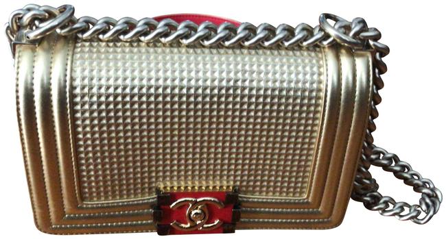Chanel Shoulder Boy Small Gold Cross Body Bag 