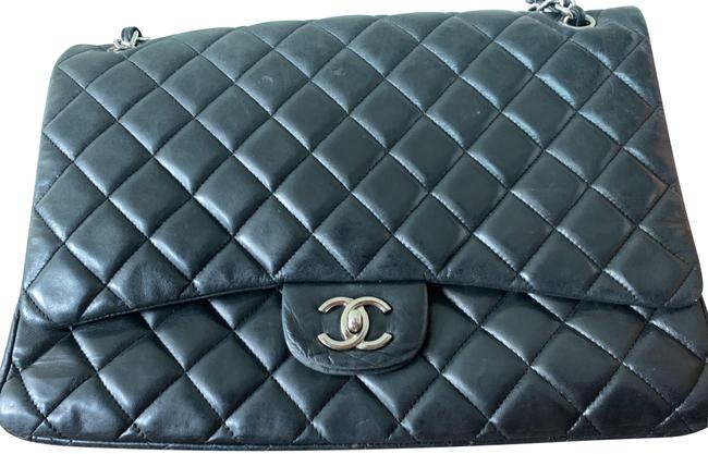 Chanel Shoulder Classic Maxi Black Lambskin Leather Cross Body Bag 