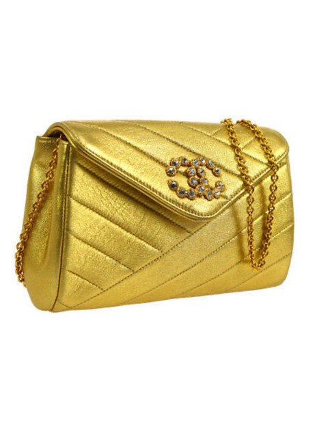 Chanel Metallic Quilted Lambskin Flap Mini Gold Leather Cross Body Bag 