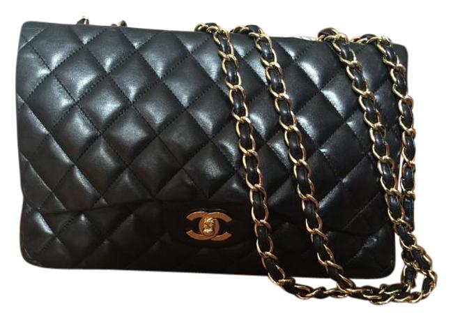 Chanel Single Flap Ghw Black Lambskin Cross Body Bag 