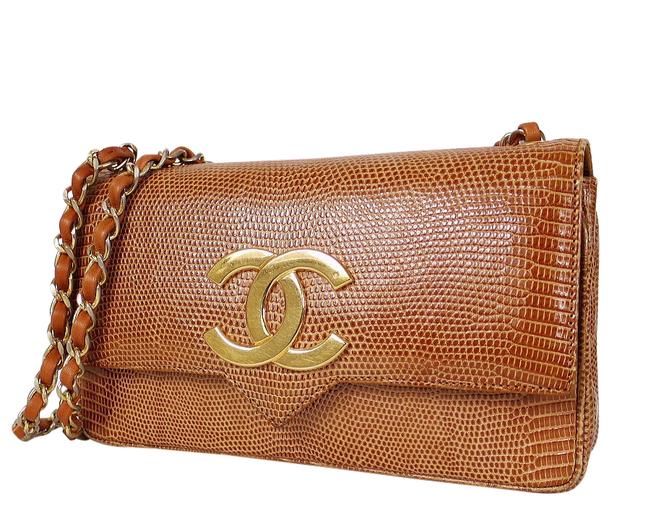 Chanel Shoulder Skin Big Cc Vintage Brown Lizard Cross Body Bag 
