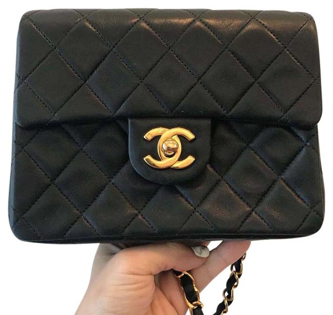 Chanel Square Flat Black Cross Body Bag 