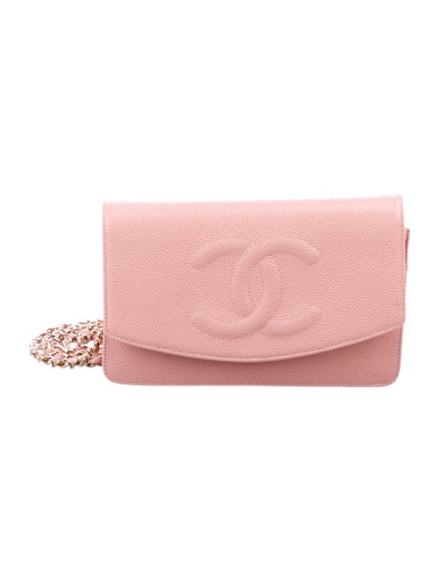 Chanel Timeless Wallet on Chain Caviar Pink Leather Cross Body Bag 