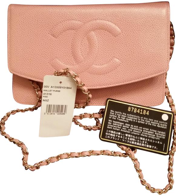 Chanel Timeless Wallet on Chain Pink Caviar Leather Cross Body Bag 