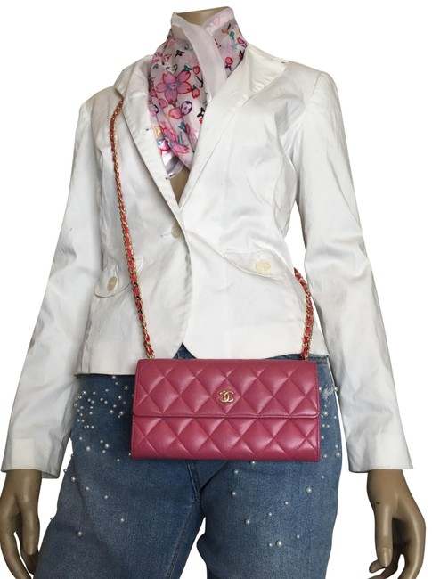Chanel Timeless Wallet on Chain PinkGold Lambskin Leather Cross Body Bag 