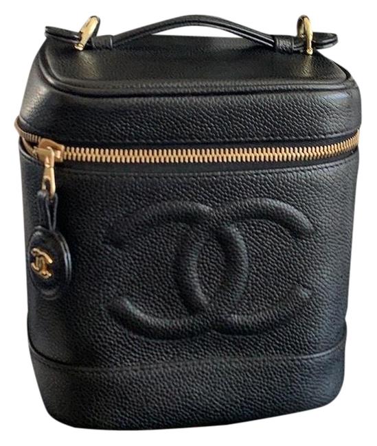 Chanel Vanity Case Bucket Black Leather Cross Body Bag 